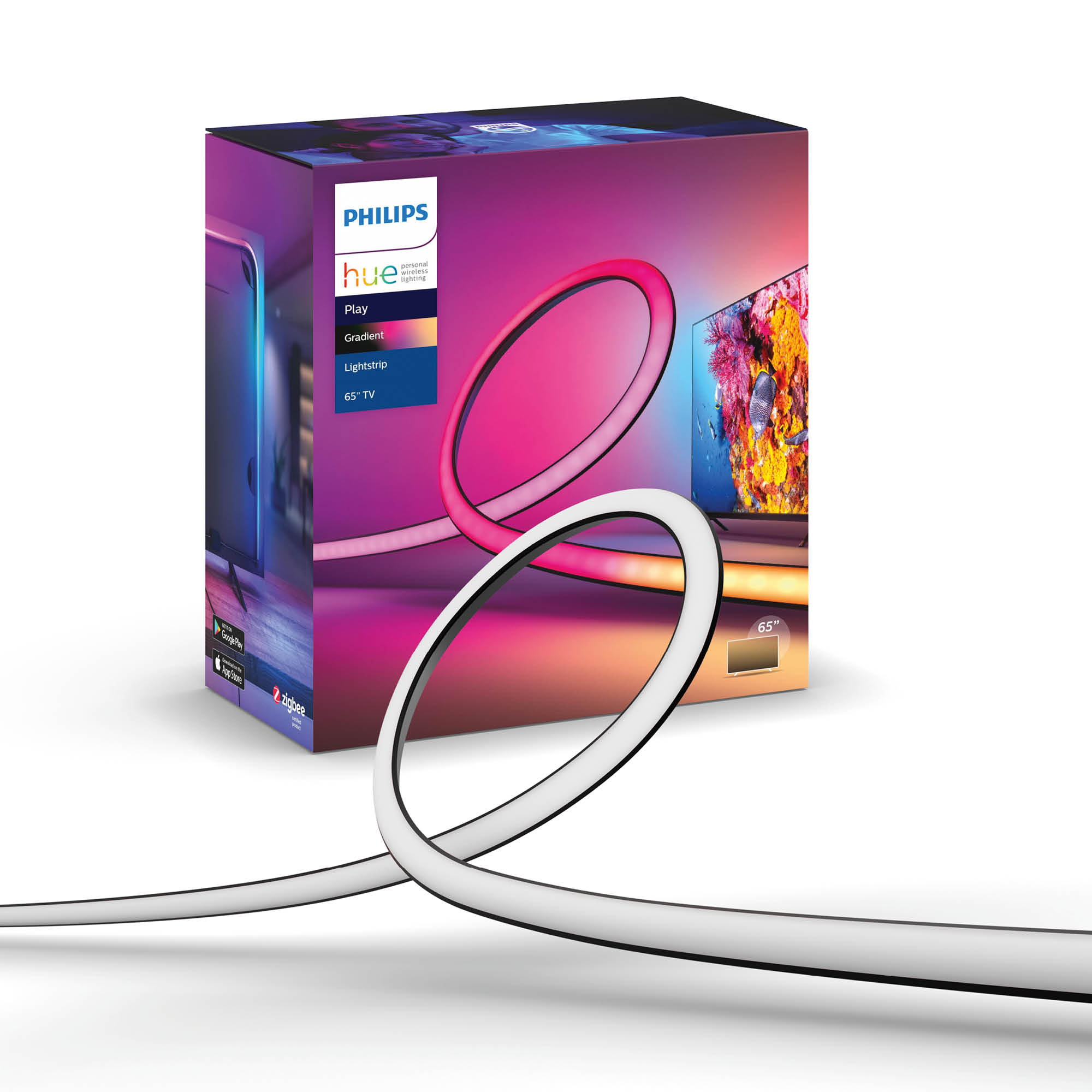 Philips Hue - Lightstrip Gradient Lightstrip (for TV) TV 65" EU Krever Hue Sync Box - Gratis frakt v:1371005