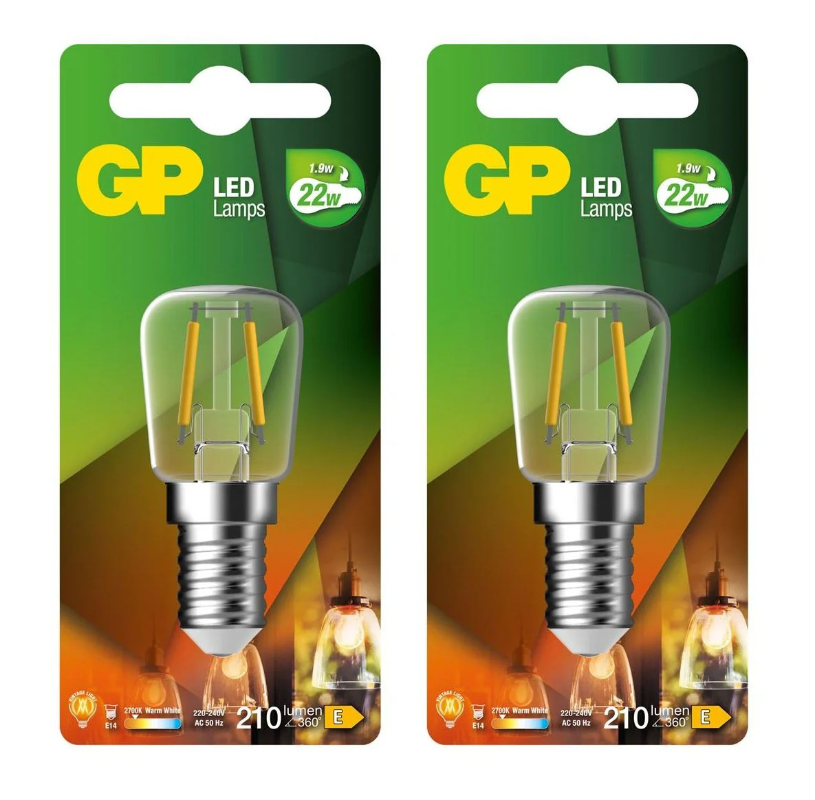 GP - LED Lamp Filament, T25, E14, 1.9W (22W), 210lm I Bundle (2 Pcs) v:5753945