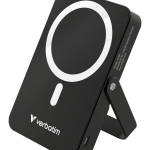 Verbatim – Charge 'n' Go Magnetic Wireless Power Bank with stand – 10000 mAh – Glass Black v:4851388