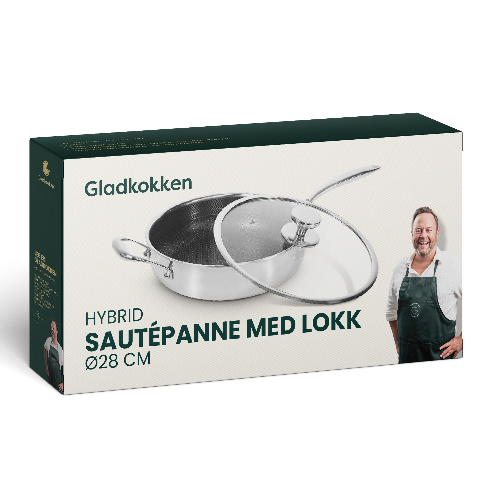 Gladkokken - Hybrid sautépanne med lokk - Ø28 - 28 cm - Gratis frakt v:5590772