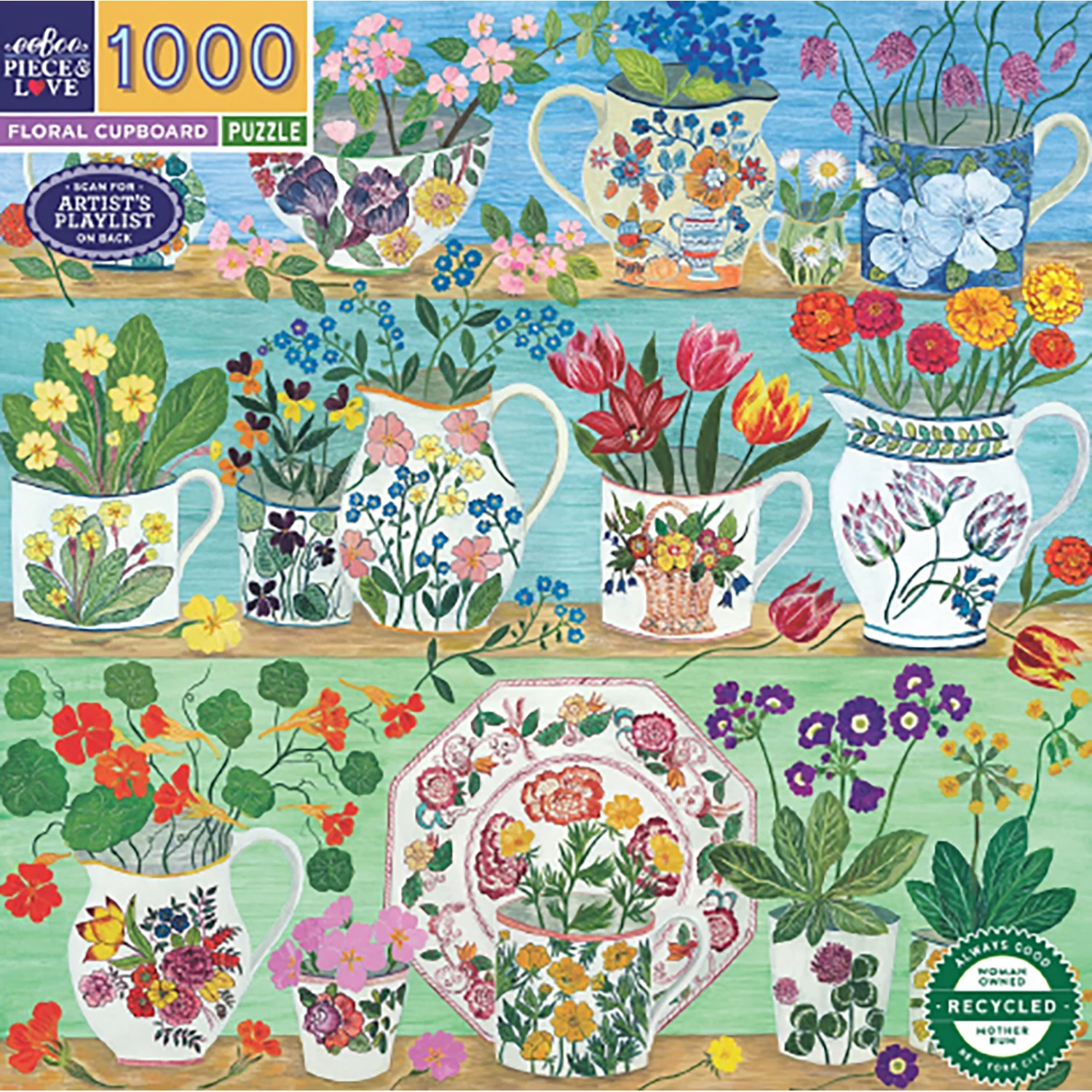 Eeboo - Puzzle 1000 pcs - Floral Cupboard (EPZT719) v:5139719