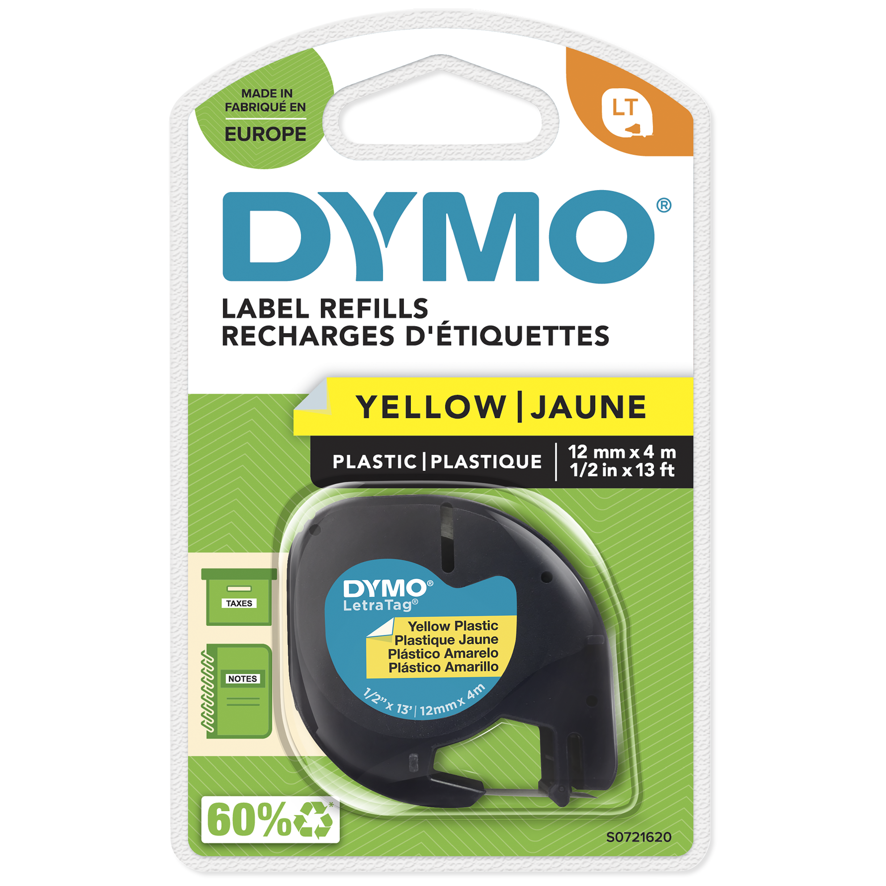Dymo – LetraTag Tape – Black on Yellow – 12mm x 4m v:3871578 Dymo – LetraTag Tape – Black on Yellow – 12mm x 4m v:3871578