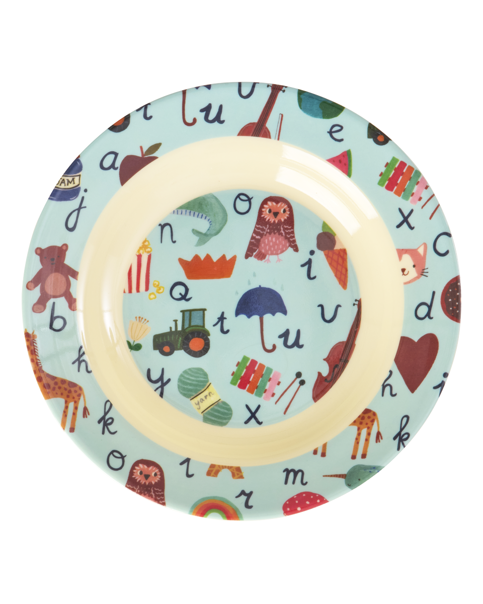 Rice - Melamine Kids Bowl with Blue ABC Print - Blue - 250 ml v:8088071