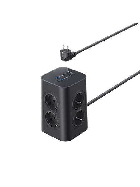 Anker - Usb-Stikkontaktlist (12-I-1, 20 W) - Svart v:6462542