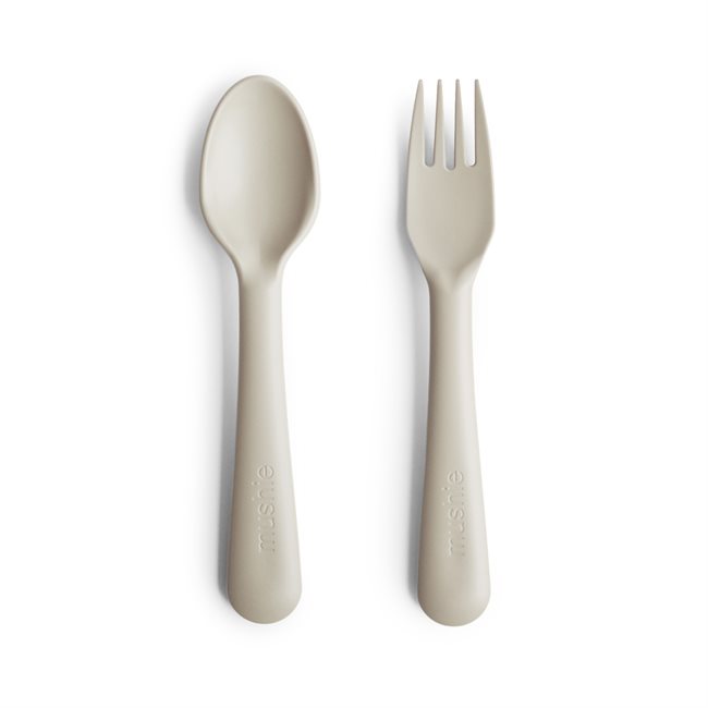 Mushie - Fork & Spoon - Ivory - 15.5 cm (6 inches) v:6611792