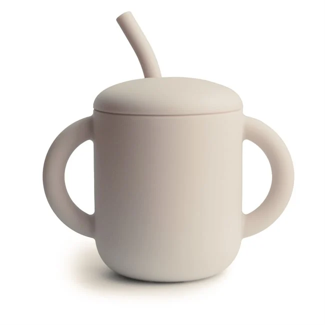 Mushie - Silicone Training Cup + Straw - Shifting Sand - 175 ml v:1827584