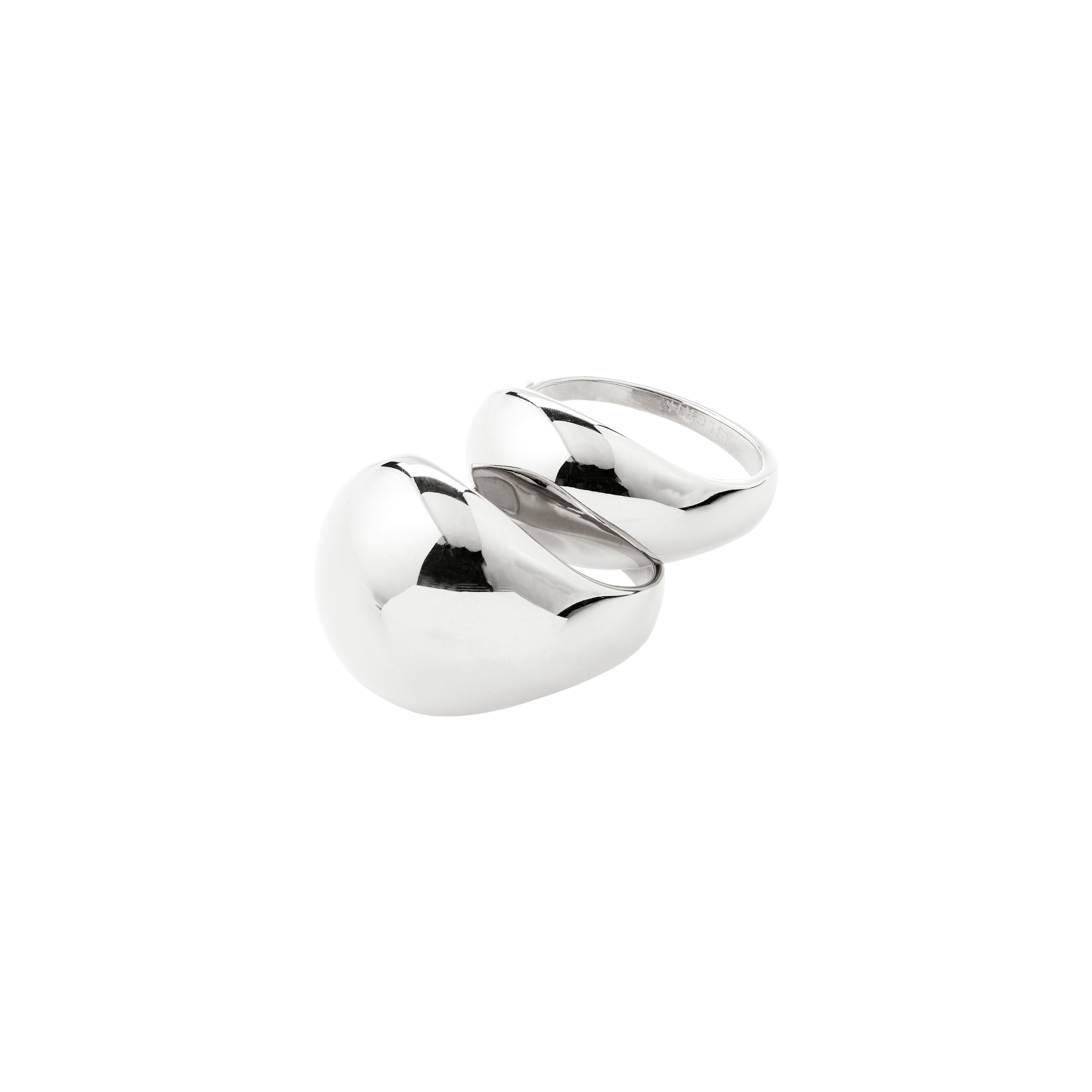 PILGRIM - EVON Rings 2-in-1 Set - Silver Plated - Adjustable Fit v:4453596