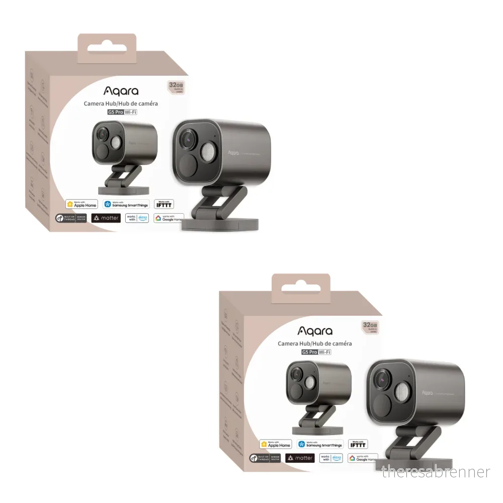 Aqara – 2x G5 Pro Overvåkningskamera med Smart Hub (Wi-Fi) – Sikkerhetspakke – Gratis frakt v:8312711