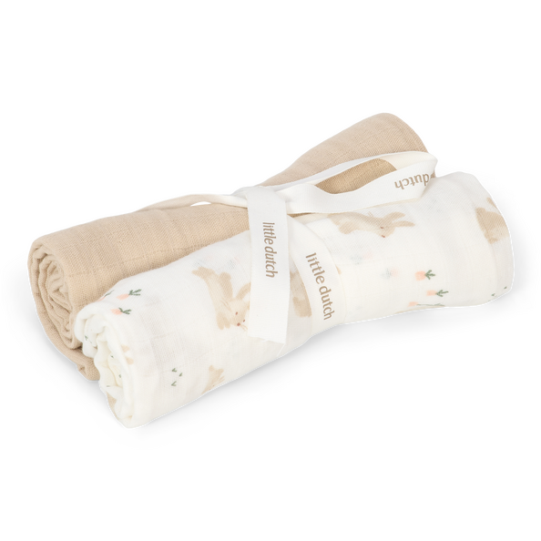 Little Dutch - Swaddles muslin Baby Bunny - Beige - 70 x 70 cm v:1115564