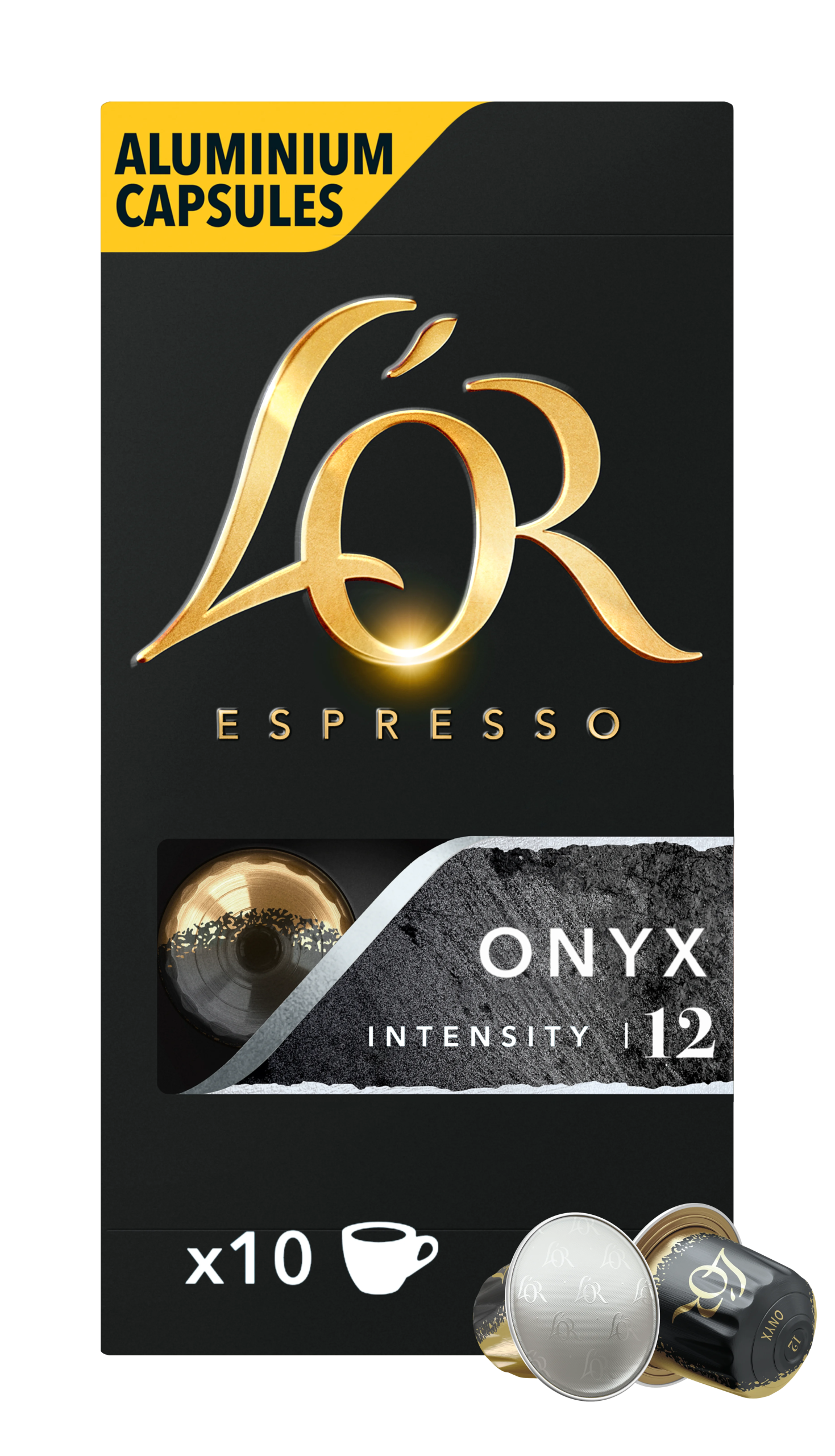L’OR Aluminium Kaffekapsler – Onyx – Espresso – Intensitet 12 – Mørk & Kraftfull v:7407813