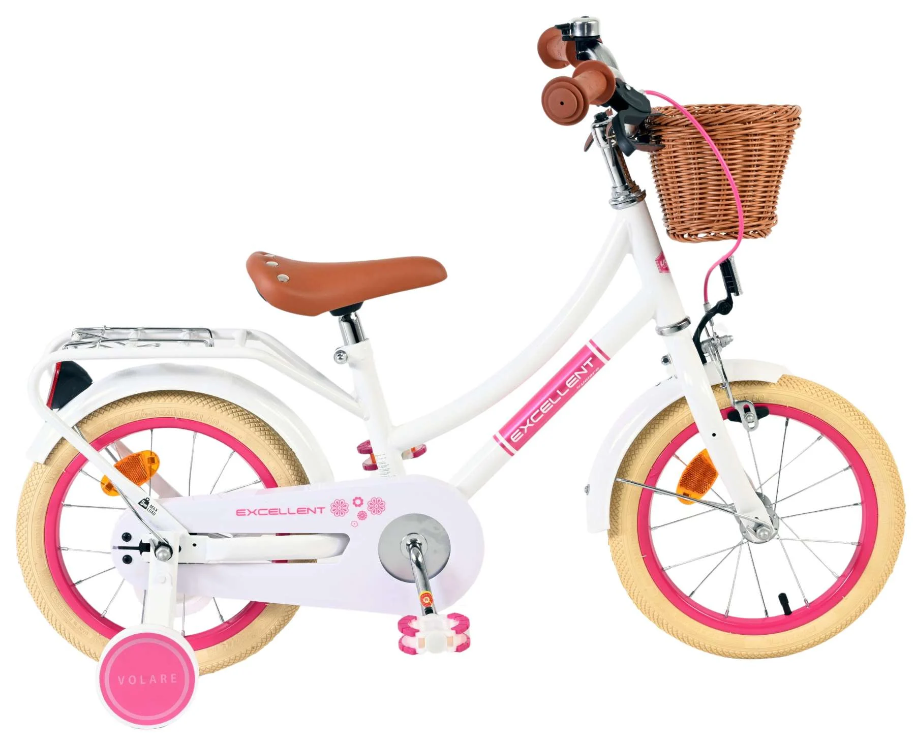 Volare - Children’s Bicycle 14" - Excellent White (51443) - Gratis frakt v:2298717