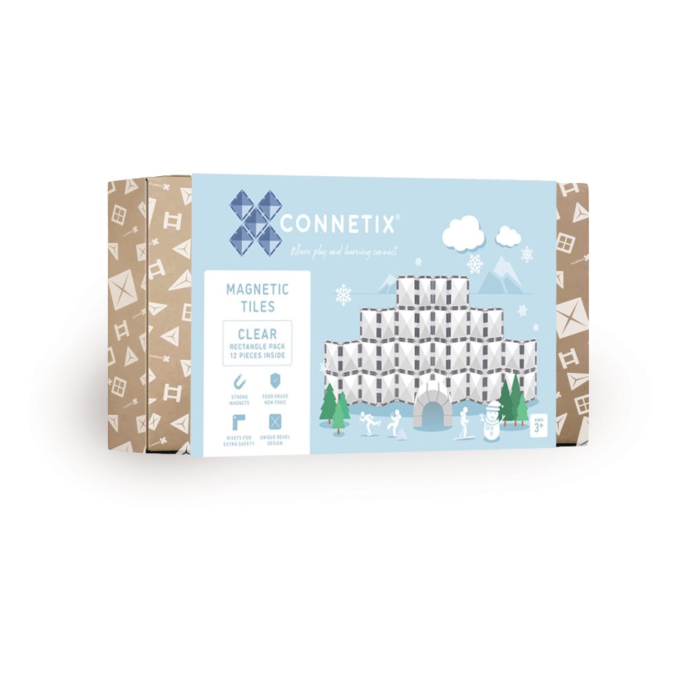 Connetix - Rectangle Pack - 12 Pieces - Clear (CT-C-00012-RE) - Gratis frakt v:5495924