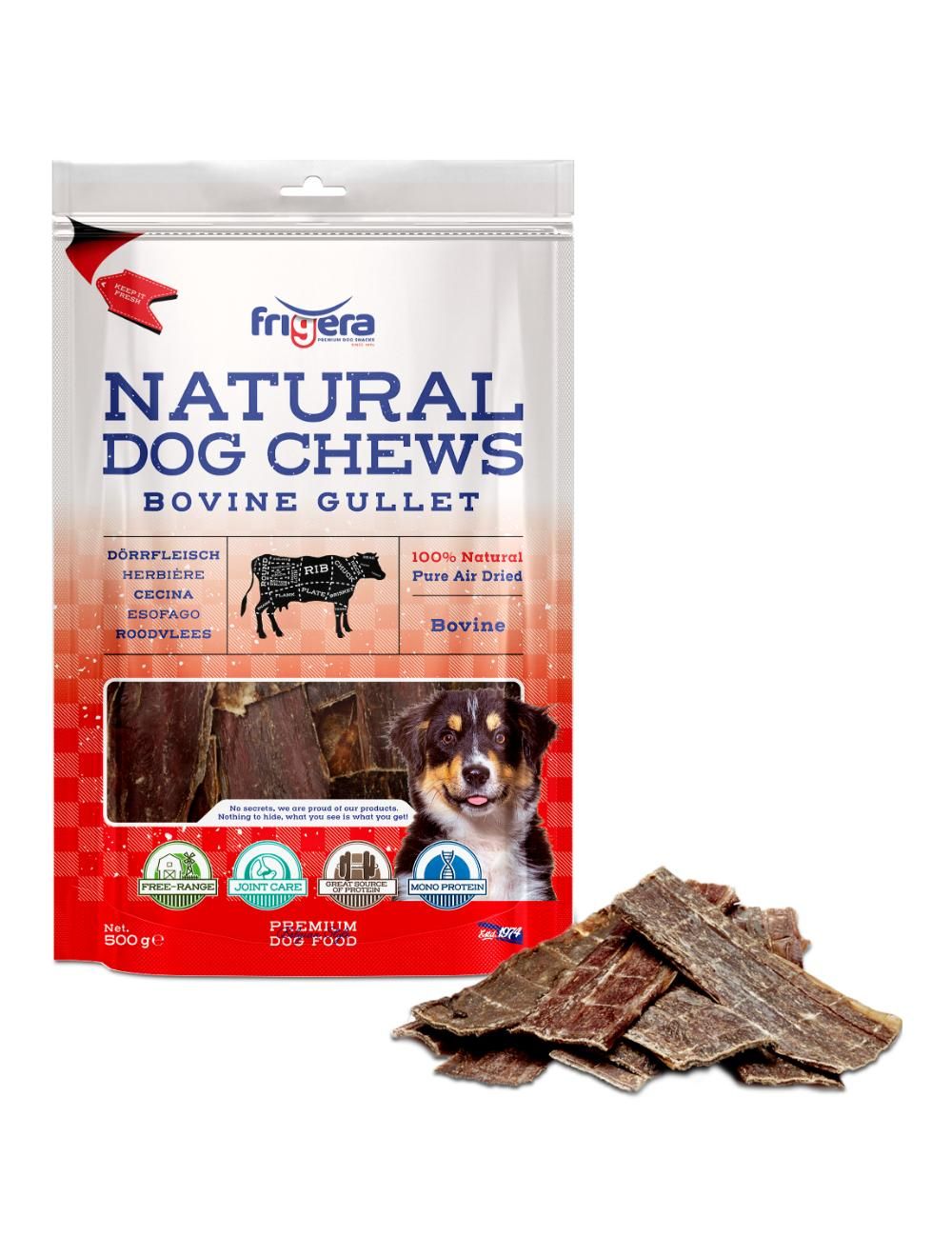 Frigera - Natural Dog Chews Bovine gullet 500 gram - (402285851798) v:1233172