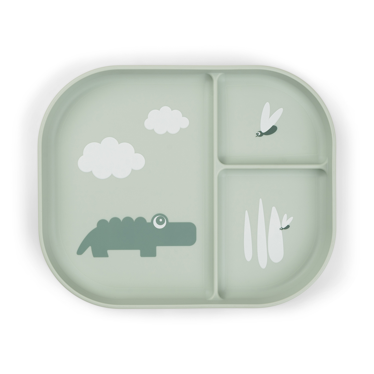 Done by Deer – Foodie compartment plate Croco – Green – 22 x 18 x H 2 cm v:8640916