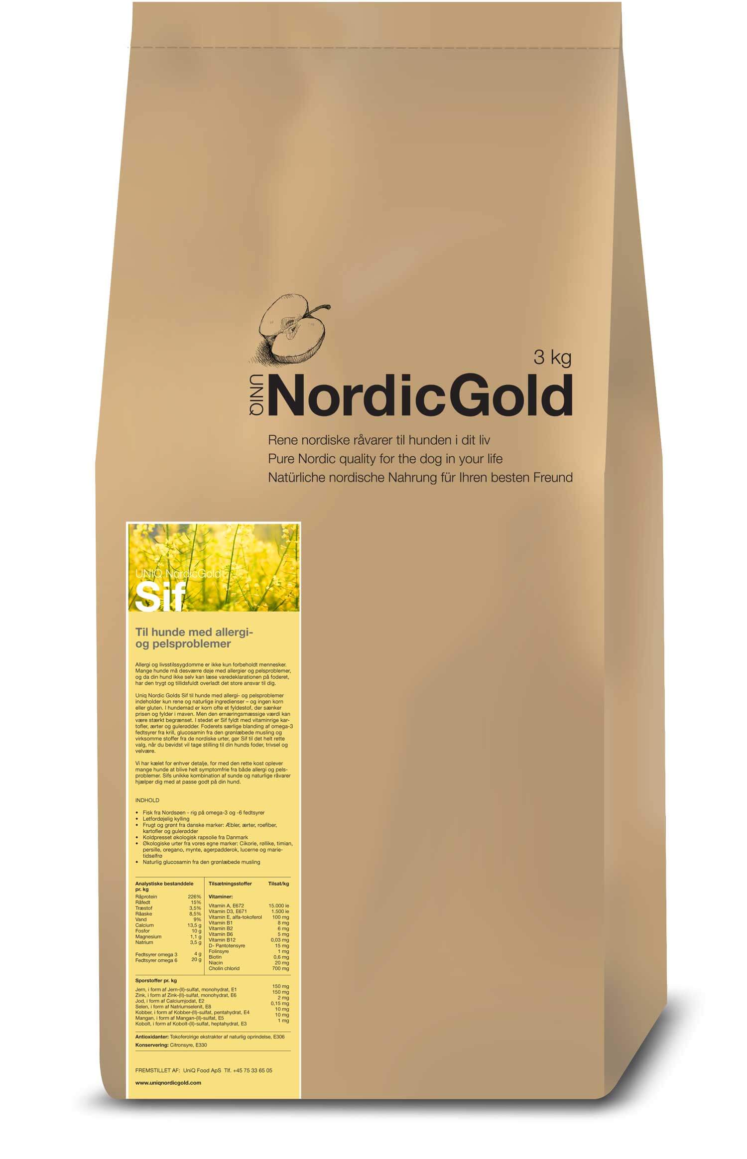 UniQ - Nordic Gold Sif Sensitive ADULT - 10 kg - Gratis frakt v:4792246