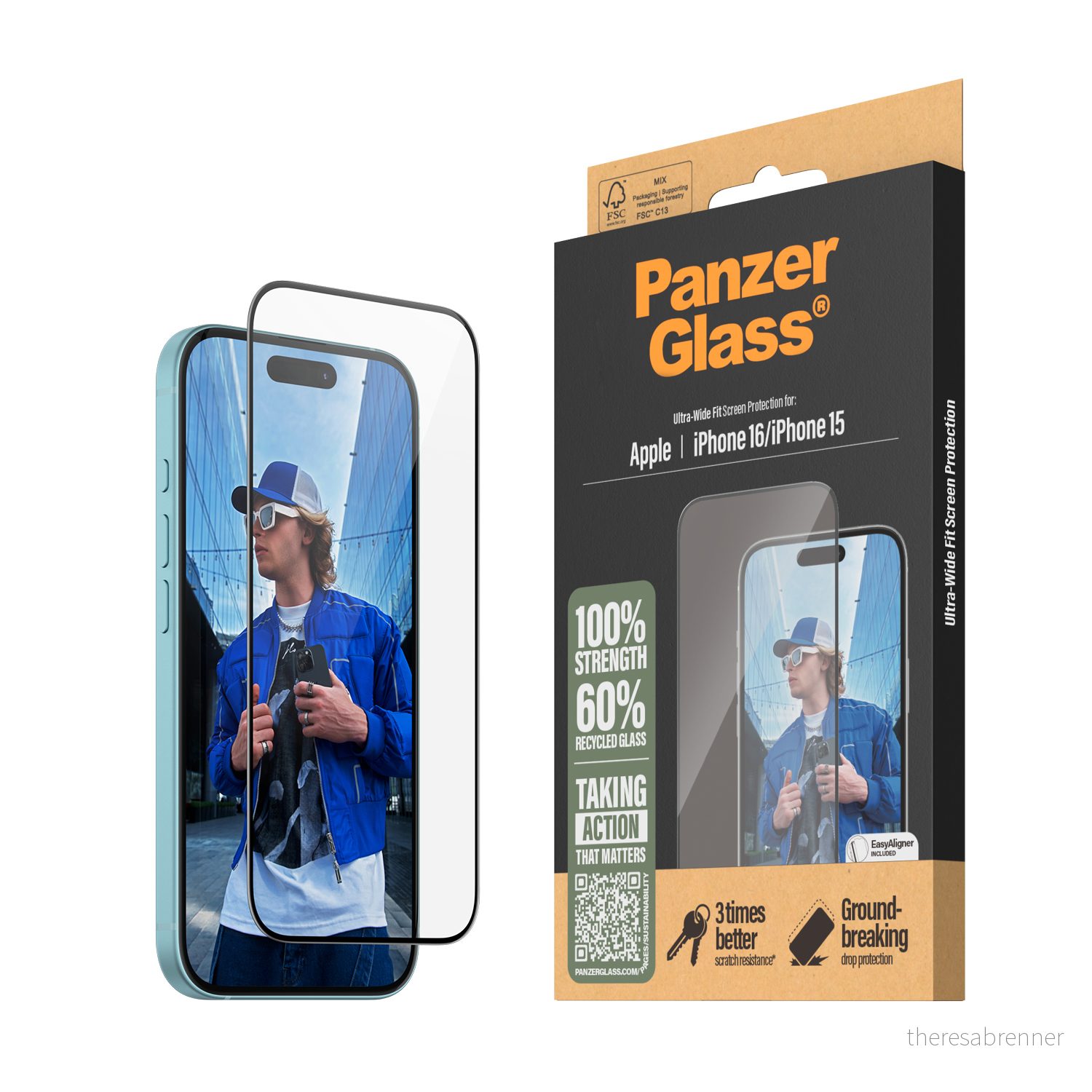 PanzerGlass - Screen Protection - iPhone 15/16 - Ultra Wide Fit w/Easy/Aligner v:3878267