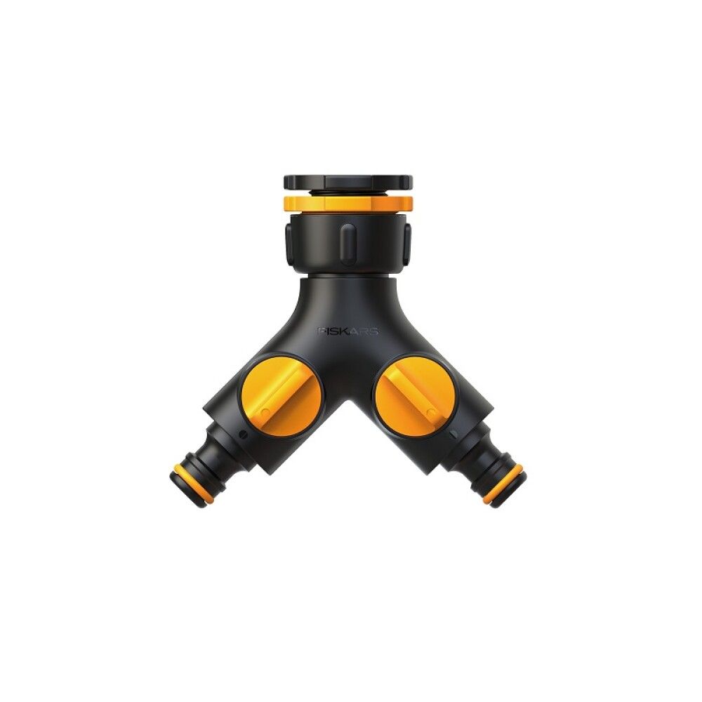 Fiskars – CF Twin Tap Connector All in Size – Krankobling med 2 Ventiler og 3 Gjengerstørrelser v:5379107 Fiskars – CF Twin Tap Connector All in Size – Krankobling med 2 Ventiler og 3 Gjengerstørrelser v:5379107