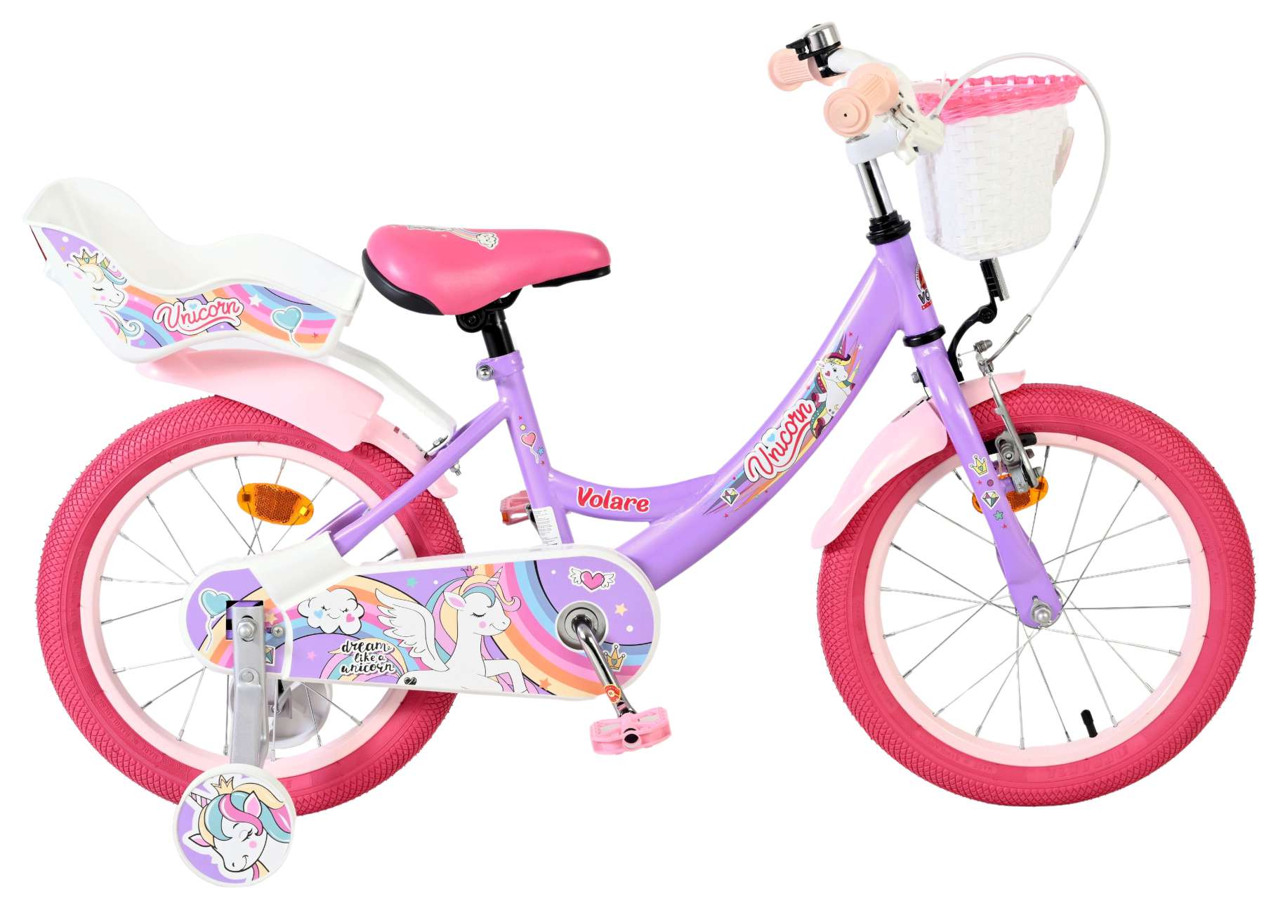 Volare - Children's Bicycle 16" - Unicorn Purple (61685) - Gratis frakt v:1111253