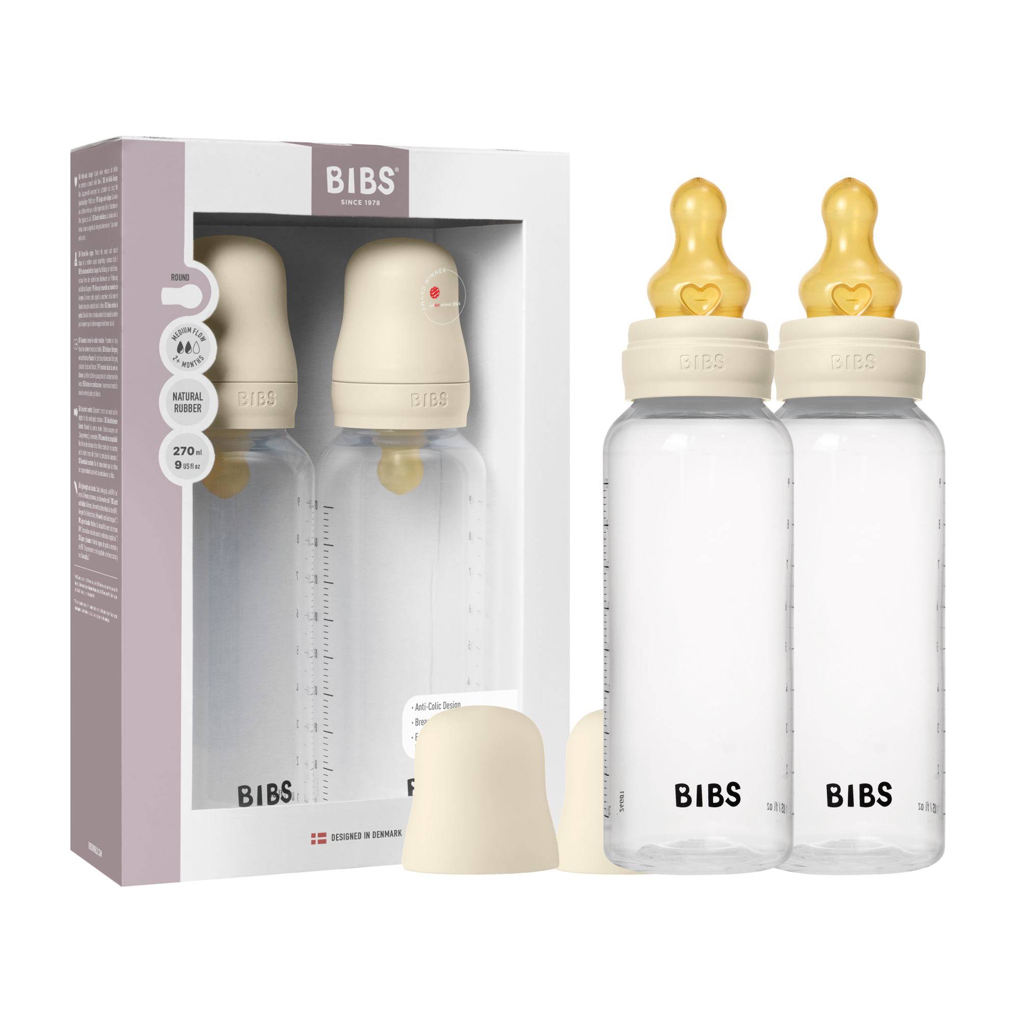 BIBS – Baby Bottle Round Latex 2 Pack Medium Flow – Ivory – 270 ml v:7728646 BIBS – Baby Bottle Round Latex 2 Pack Medium Flow – Ivory – 270 ml v:7728646