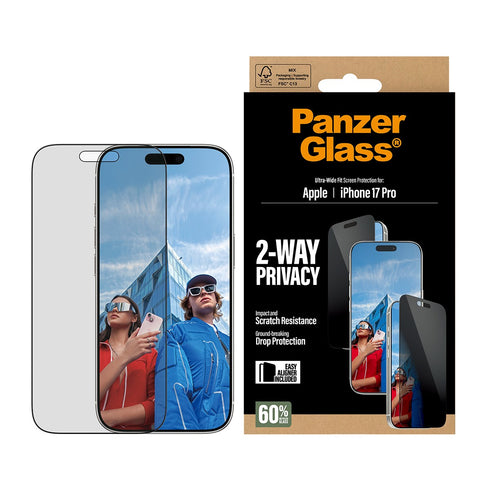 PanzerGlass – 2-Way Privacy Screen Protector – iPhone 17 Pro – UWF w. EasyAligner v:2966023 PanzerGlass – 2-Way Privacy Screen Protector – iPhone 17 Pro – UWF w. EasyAligner v:2966023