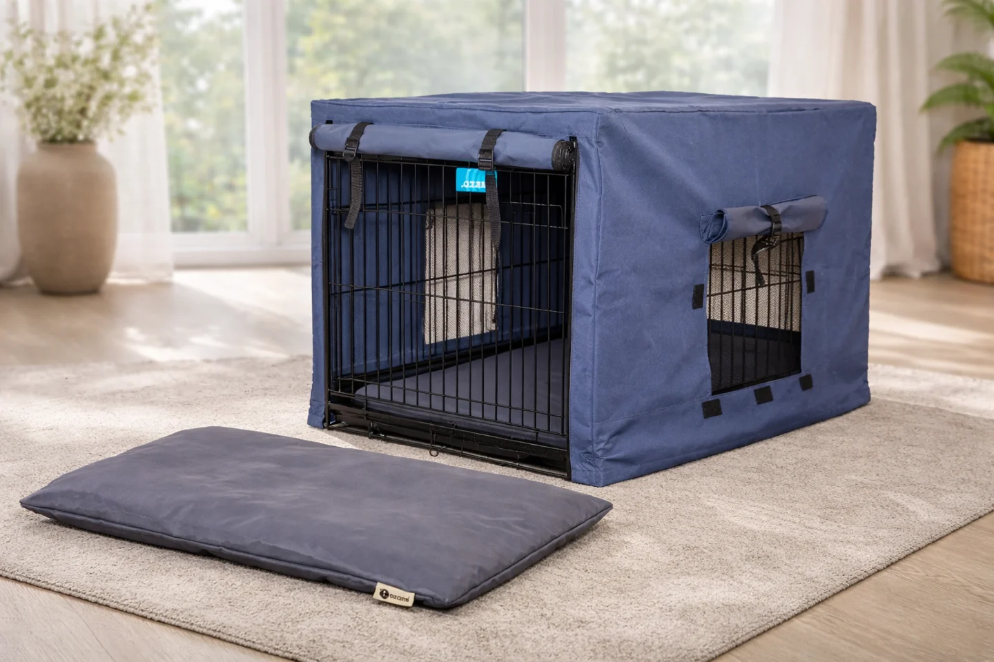 Ozami - Transport Crate Set – Crate incl. Cover & Comfort Cushion (Size XXL) - Gratis frakt v:3977877
