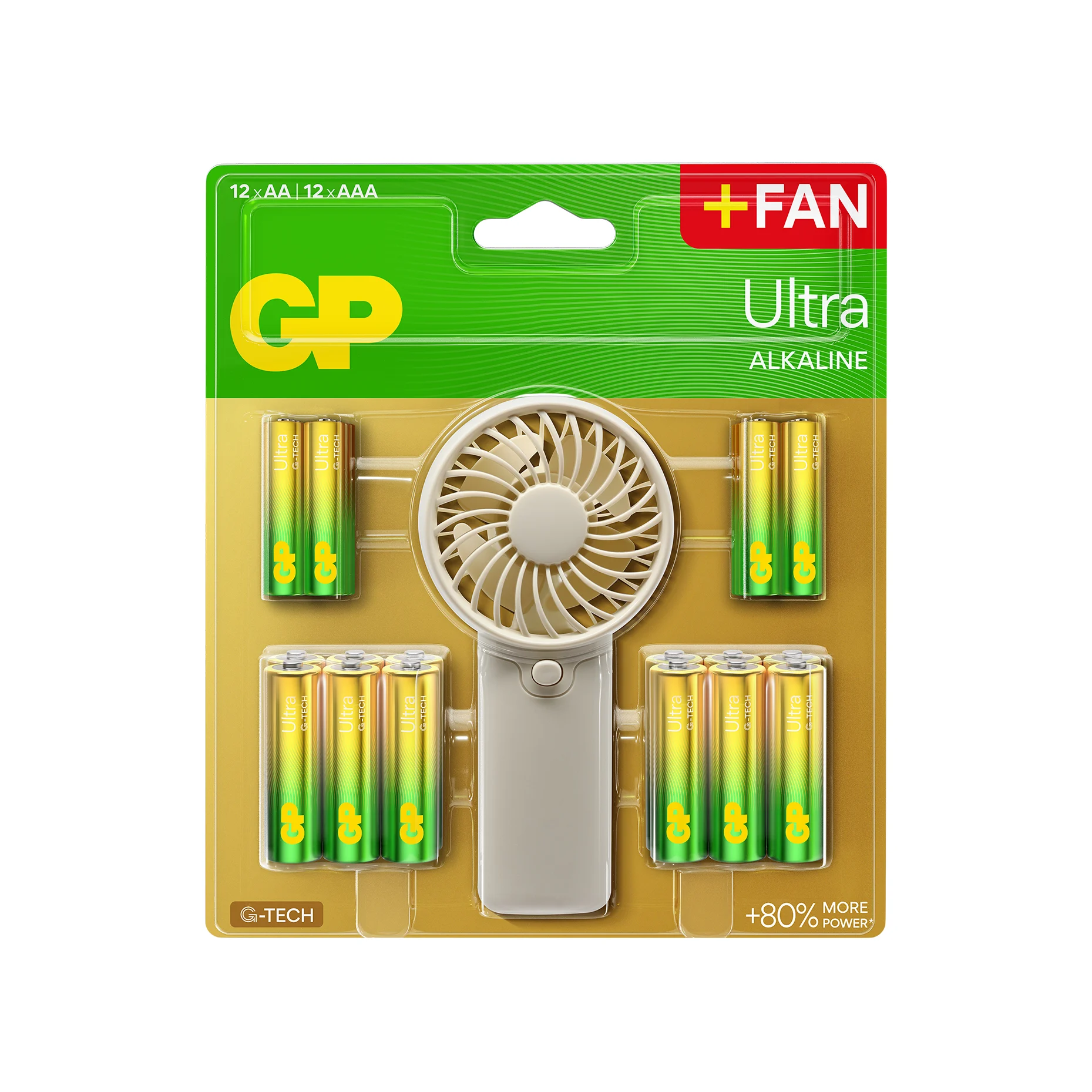 GP - Ultra Alkaline 12 x AA + 12 x AAA-batterier + håndvifte v:6767848