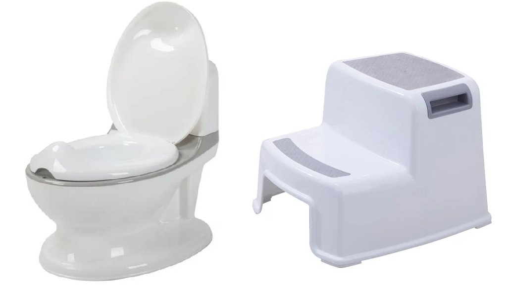 BabyDan - Potty w. Flush Sound - White + BabyDan - Two Step Stool - White - Gratis frakt v:5183003