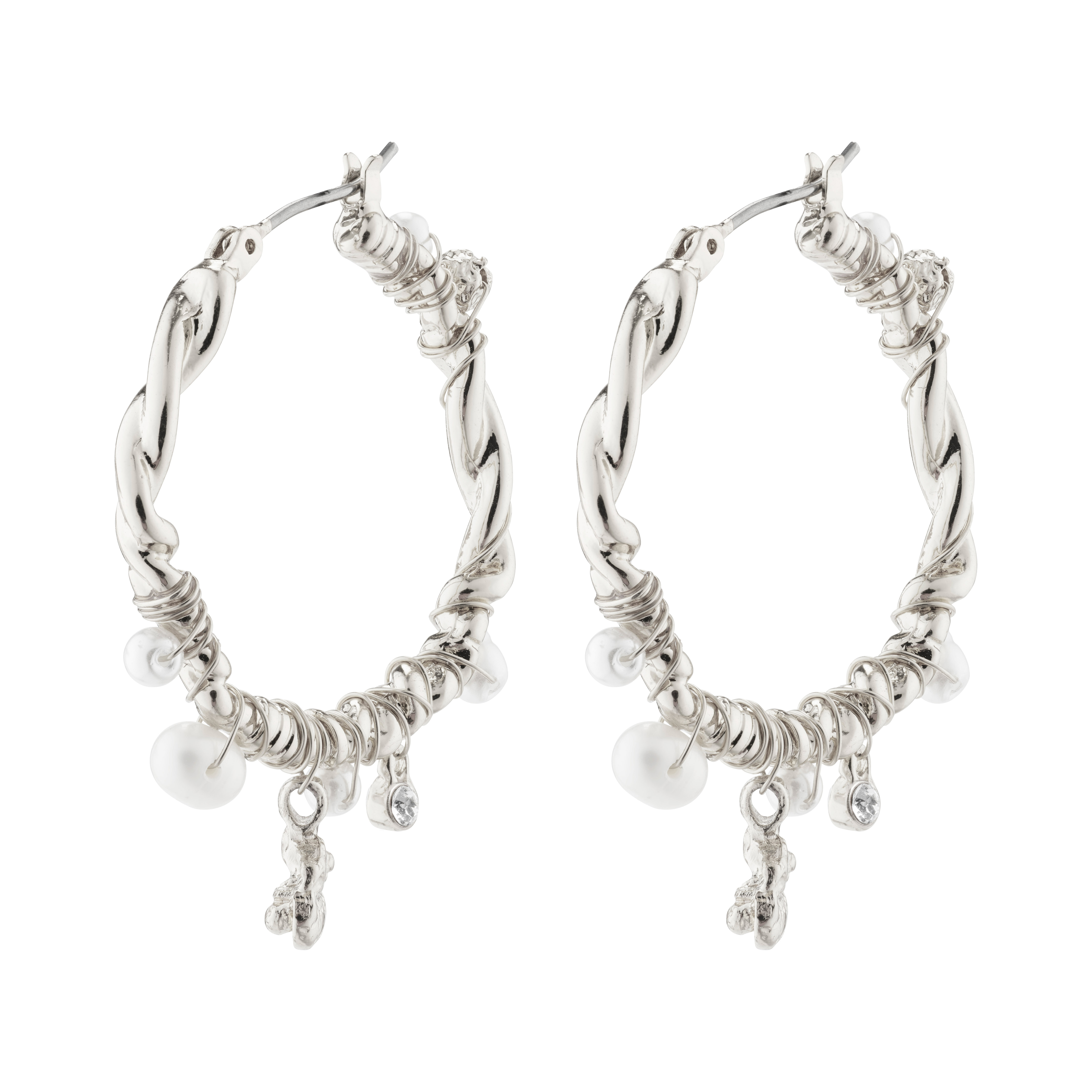 PILGRIM – ANA Pearl & Crystal Hoops – Silver Plated – 32 mm v:9114452 PILGRIM – ANA Pearl & Crystal Hoops – Silver Plated – 32 mm v:9114452