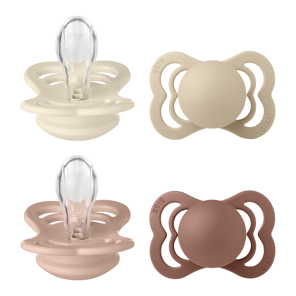 BIBS - Pacifier Supreme 4 PACK Silicone - Ivory/Vanilla/Blush/Woodchuck - Size 1 v:2676247