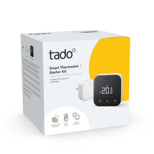 Tado Smart Termostat X – Kablet Startpakke med Bridge X for Kjeler, Gulvvarme & Varmepumper – Hvit - Gratis frakt v:7617659