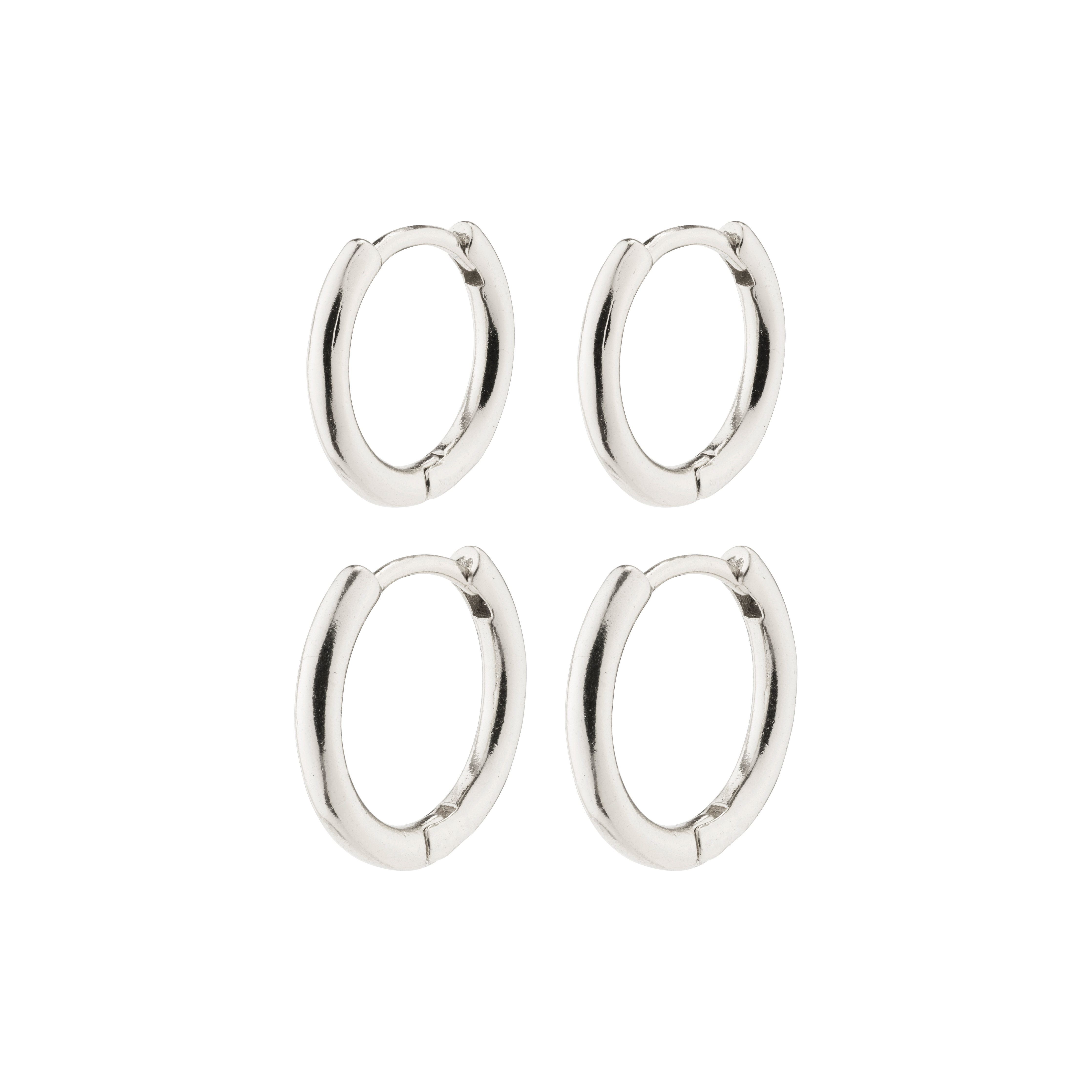 PILGRIM - LEAF 2-in-1 Set Huggie Hoops - Silver-Plated - Diameters of 1.2 cm and 1.5 cm v:5507203
