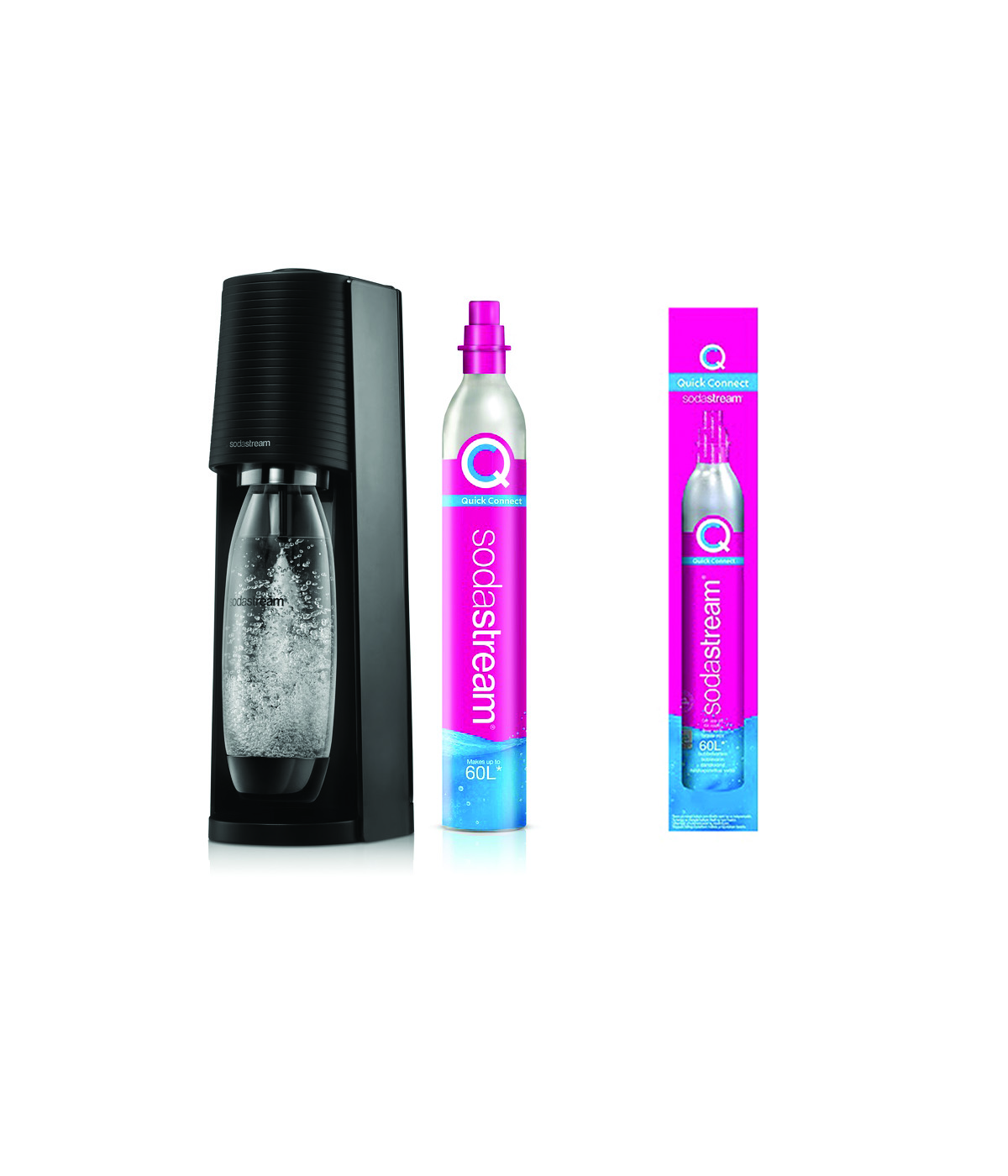 Sodastream - Terra - Black + 1 CQC Extra Cylinder - Bundle - Gratis frakt v:2467710