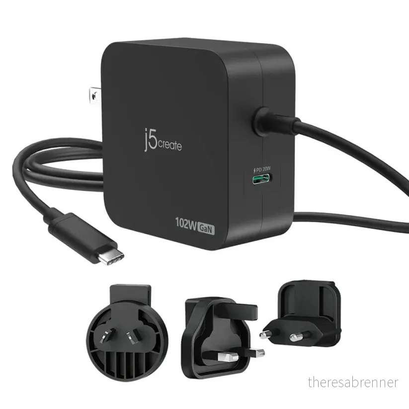 J5create – 102W GaN PD USB-C 2-Port Charger, Interchangeable AC Plugs – Gratis frakt v:1993902 J5create – 102W GaN PD USB-C 2-Port Charger, Interchangeable AC Plugs – Gratis frakt v:1993902