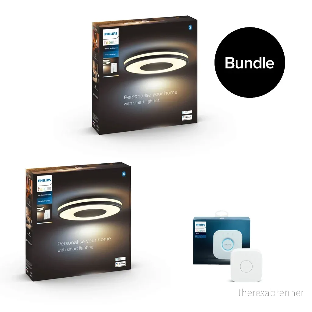 Philips Hue – 2x Being Hue Ceiling Lamp – White Ambiance + Hue Bridge – Bundle – Gratis frakt v:7314983