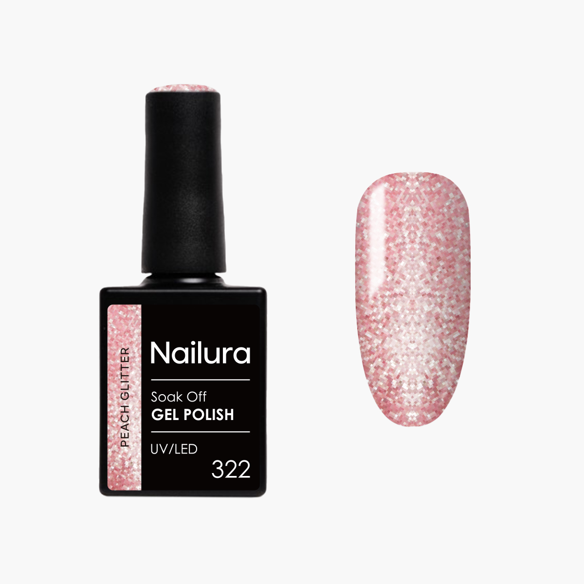 Nailura - Gel Polish 322 - Peach Glitter - 10 ml - Peach Glitter v:1291701