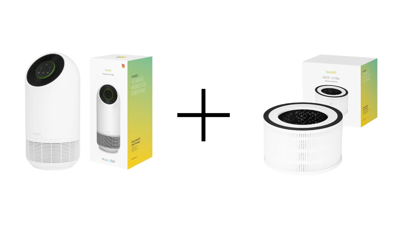 Hombli - Smart Air Purifier, White - Bundle with extra filter - Gratis frakt v:7617222