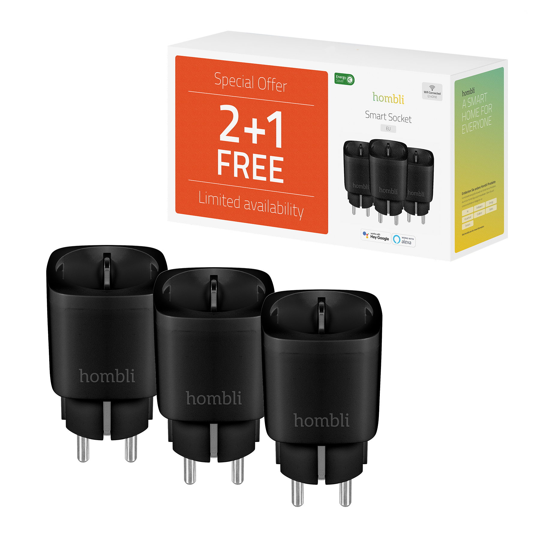 Hombli – Smart Plug (EU) Promo Pack 2+1 v:6429443 Hombli – Smart Plug (EU) Promo Pack 2+1 v:6429443