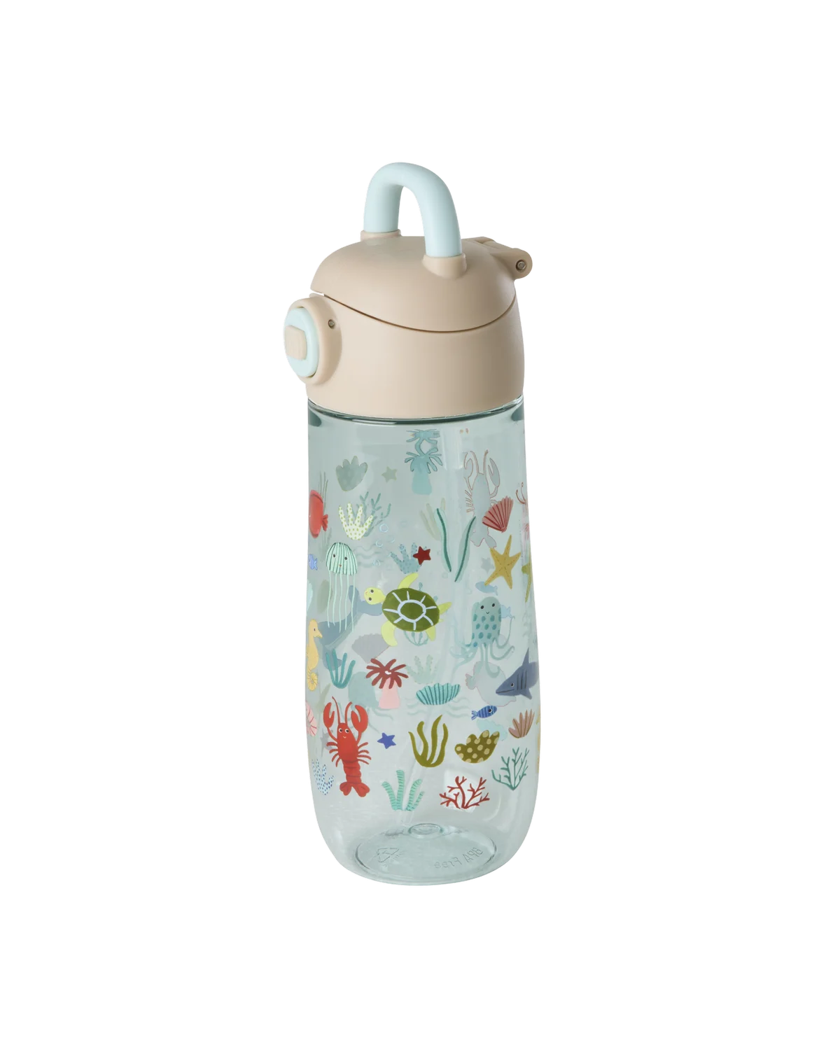Rice - Plastic Kids Drinking Bottle with Blue Ocean Print - Blue - 550 ml v:8761500