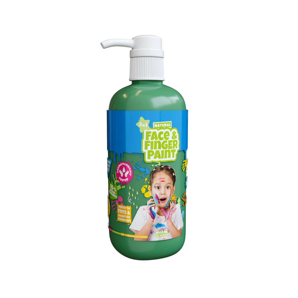 Natural Face & Finger Paint - 1000ml Bottle Dispenser - Green (109009) - Green v:1803134