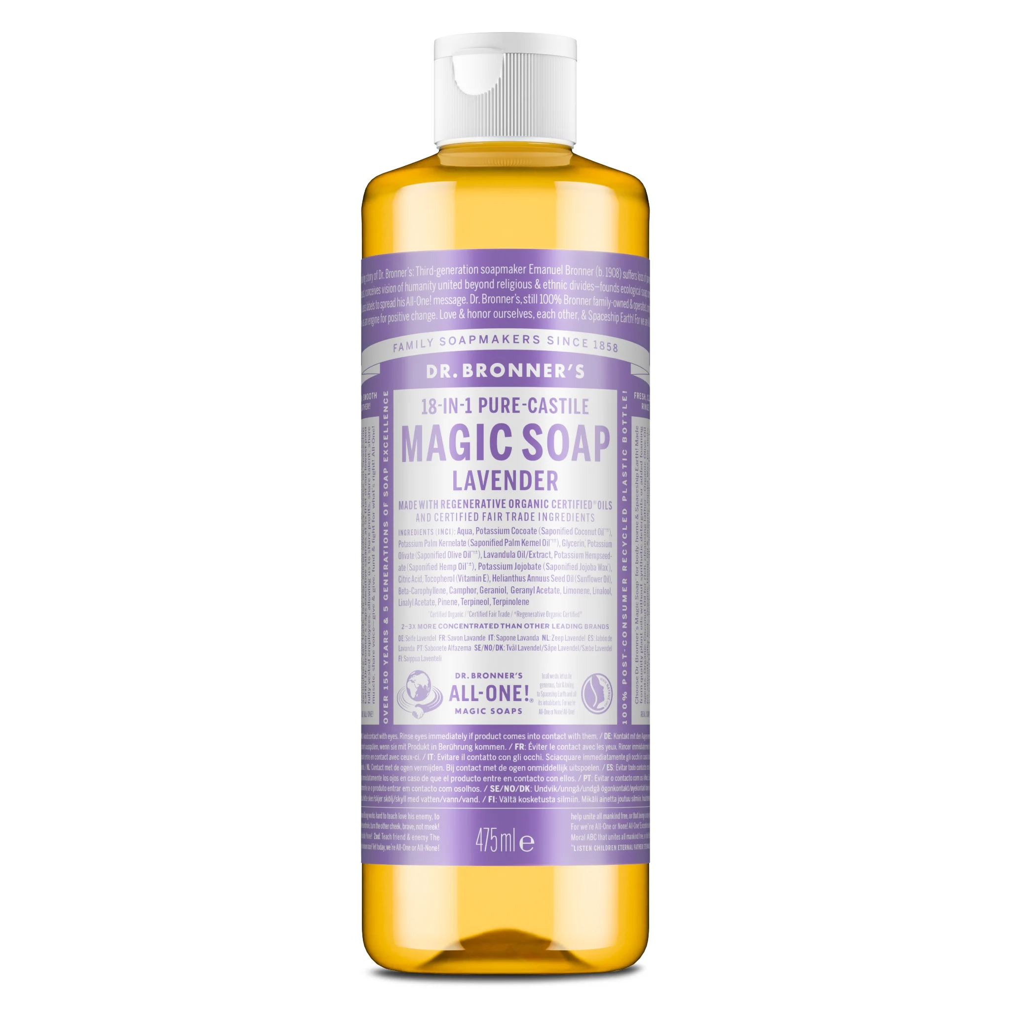 Dr. Bronner's - Pure Castile Liquid Soap Lavender 475 ml - 474 v:5065988