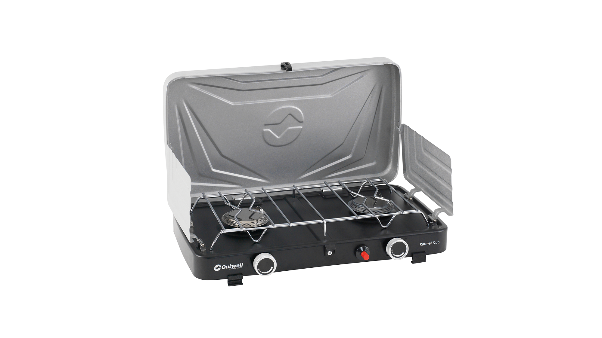 Outwell - Katmai Duo Gasskomfyr – Dobbel Gassbrenner for Camping - Silver Grey - Gratis frakt v:6864077