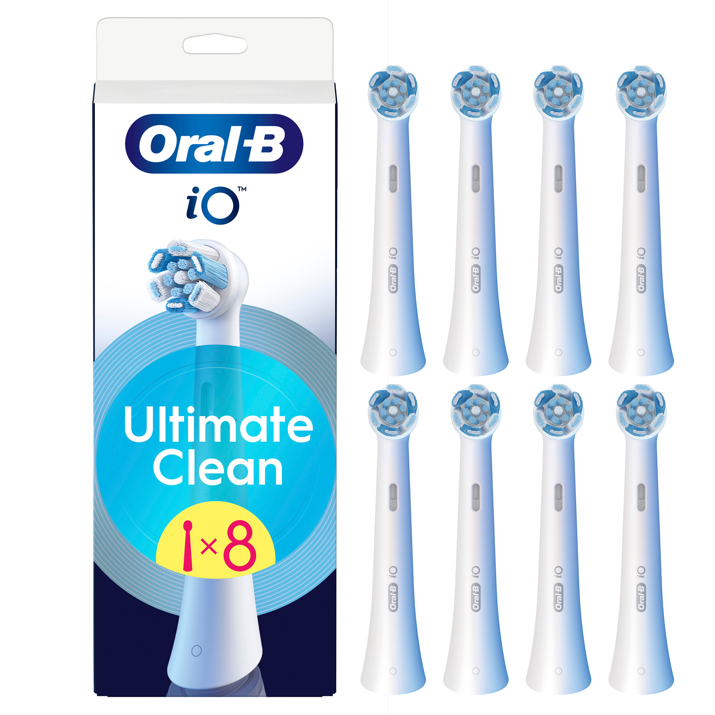 Oral B - iO Ultimate Clean Børstehoder - Hvit - 8 stk - Gratis frakt v:1296841