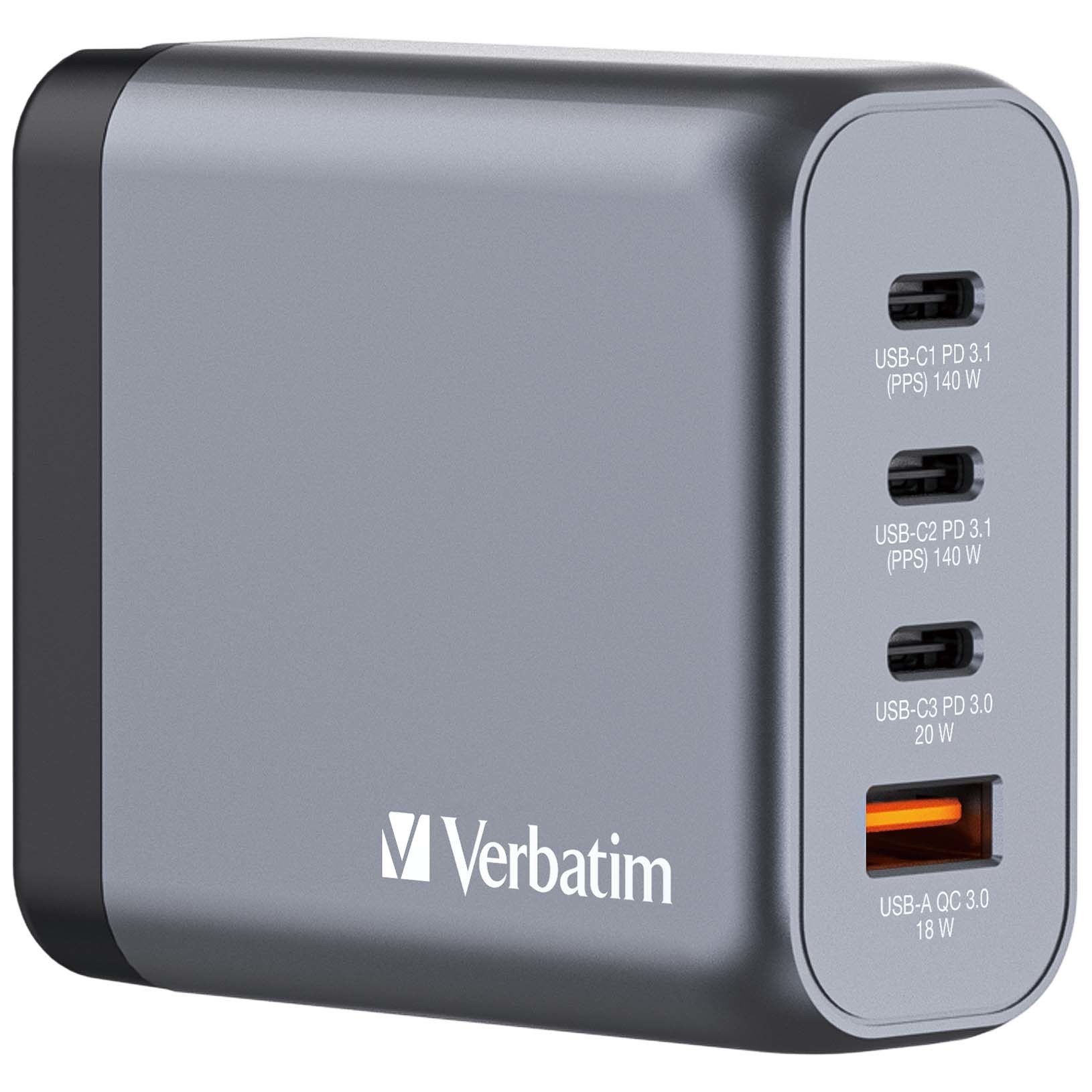 Verbatim – GNC-140 GaN Charger 4 Port 140W USB-A/USB-C – Gratis frakt v:7520554