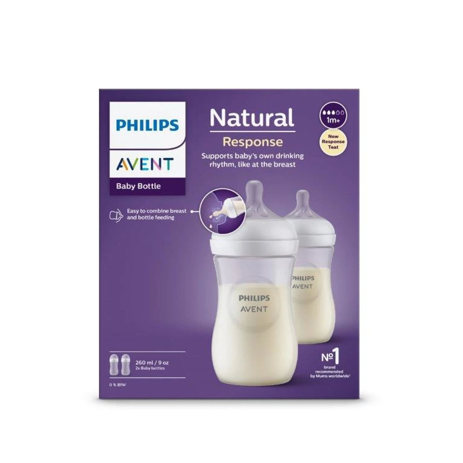 Philips Avent – Baby Bottle, 2 Bottles, 9oz/260ml, medium Flow Nipple, 3-6m v:7517018 Philips Avent – Baby Bottle, 2 Bottles, 9oz/260ml, medium Flow Nipple, 3-6m v:7517018