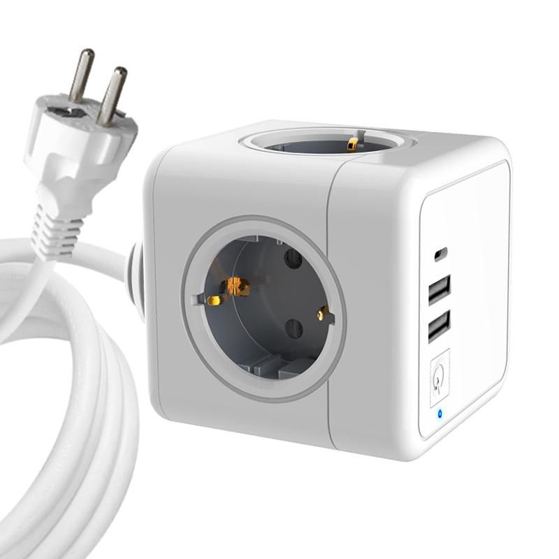 MicroConnect - 4 Way Schuko, 2 USB A Ports, 1 USB-C Port, Power Cube - With 1,5m Cable v:9225619