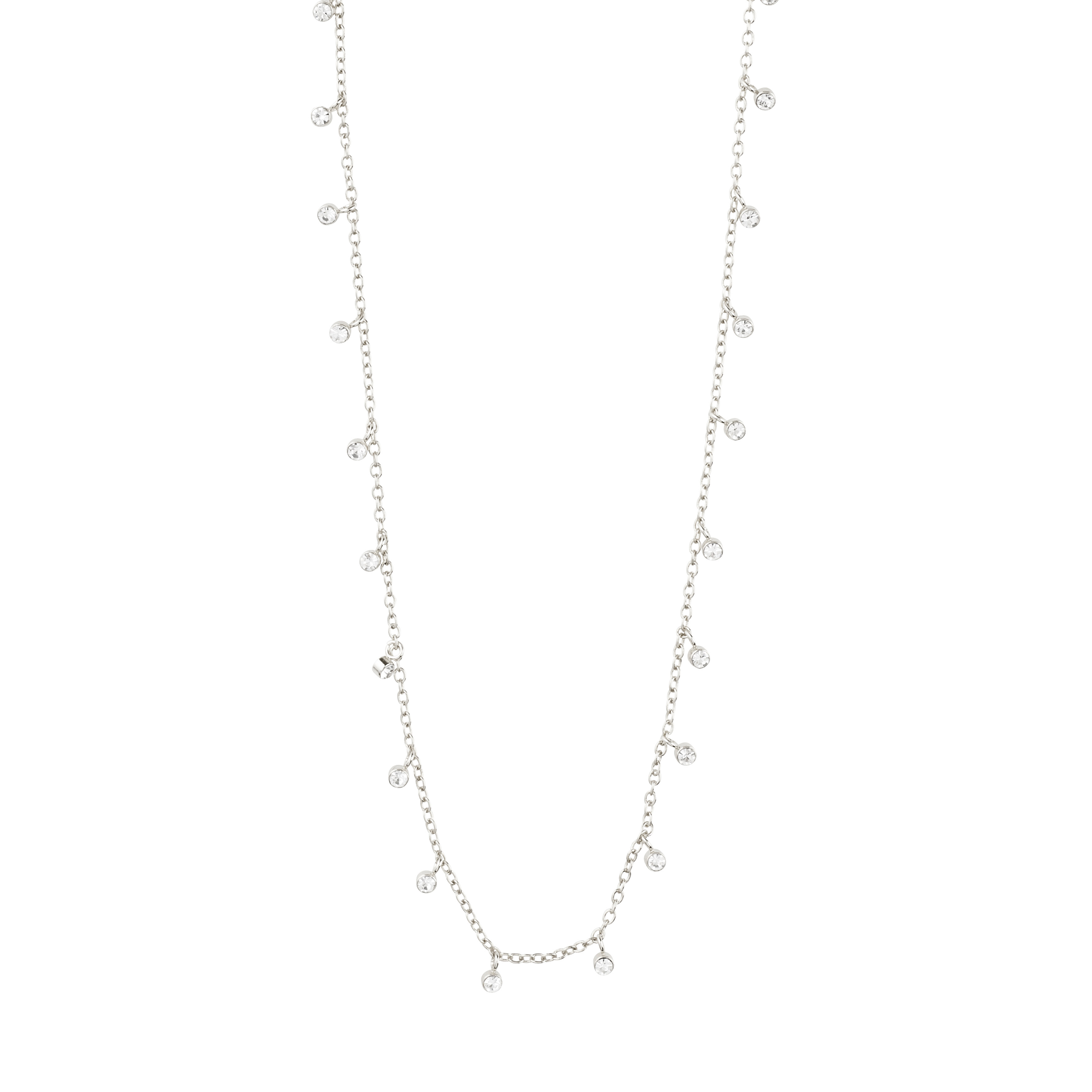 PILGRIM - MAJA Crystal Multi Drops Necklace - Silver Plated - 38 cm + 9 cm Extension Chain v:3278279