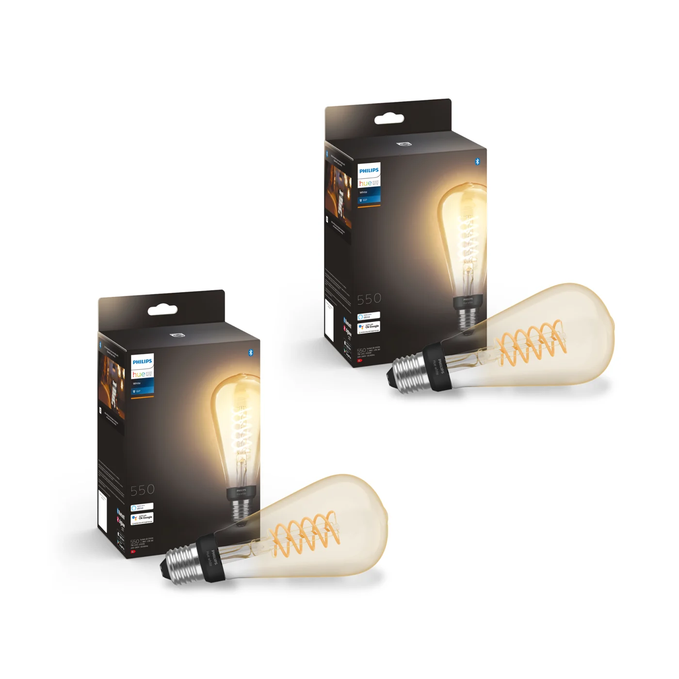 Philips Hue - 2 x E27 Filament ST72 - White Ambiance - Bundle - Gratis frakt v:9886537