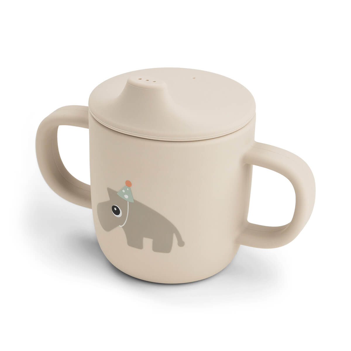 Done by Deer - Silicone spout cup with 2 handles - Celebration Sand - Ø6,5 x H 9 cm v:9904831