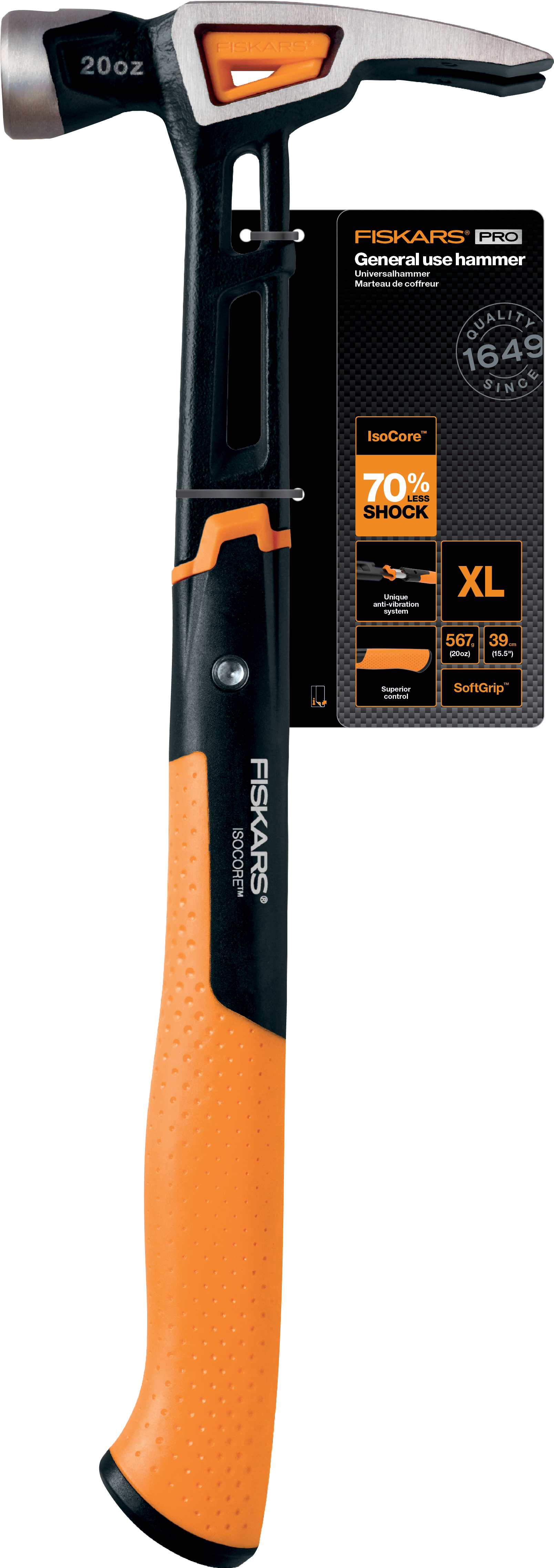 Fiskars - IsoCore General Use Hammer XL - 20oz/15.5" v:5279769