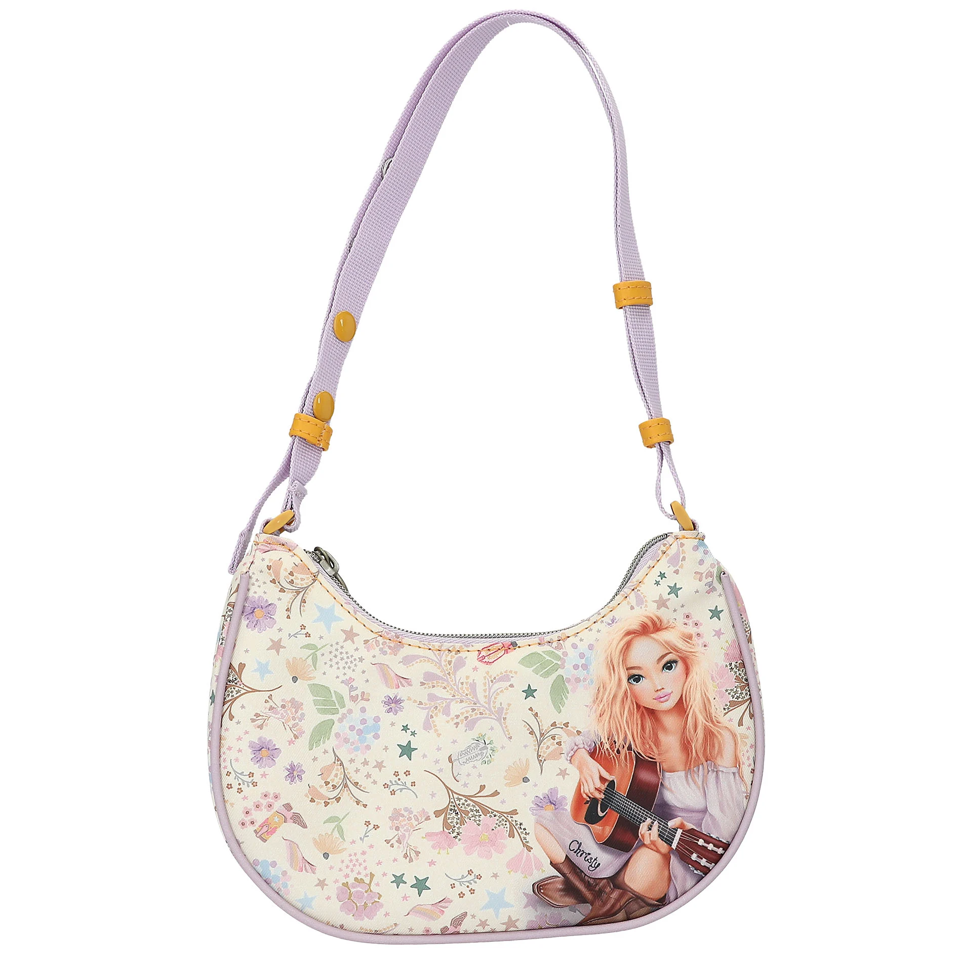 TOPModel - Halfmoon Handbag COWGIRL - Cream with Pale Purple and Yellow Accents - Small v:7766534